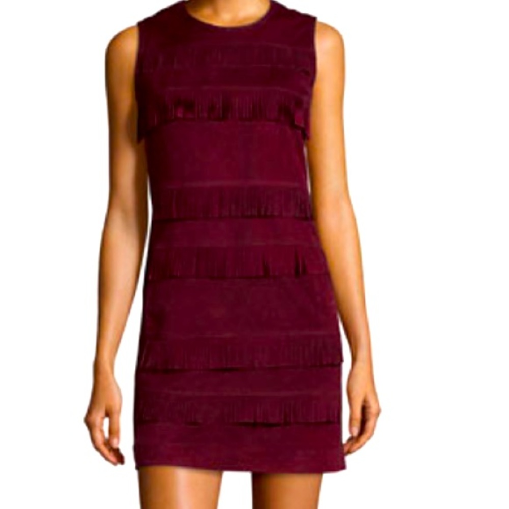 Burberry Tiered Fringe Suede Dress